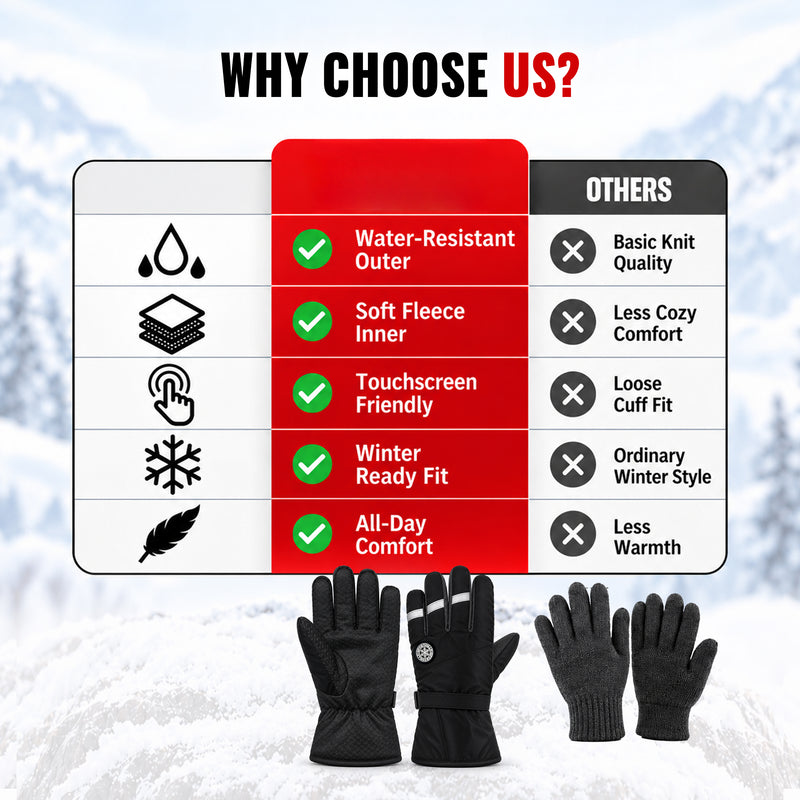 IceShield Winter Gloves - White - Cold Weather Wear