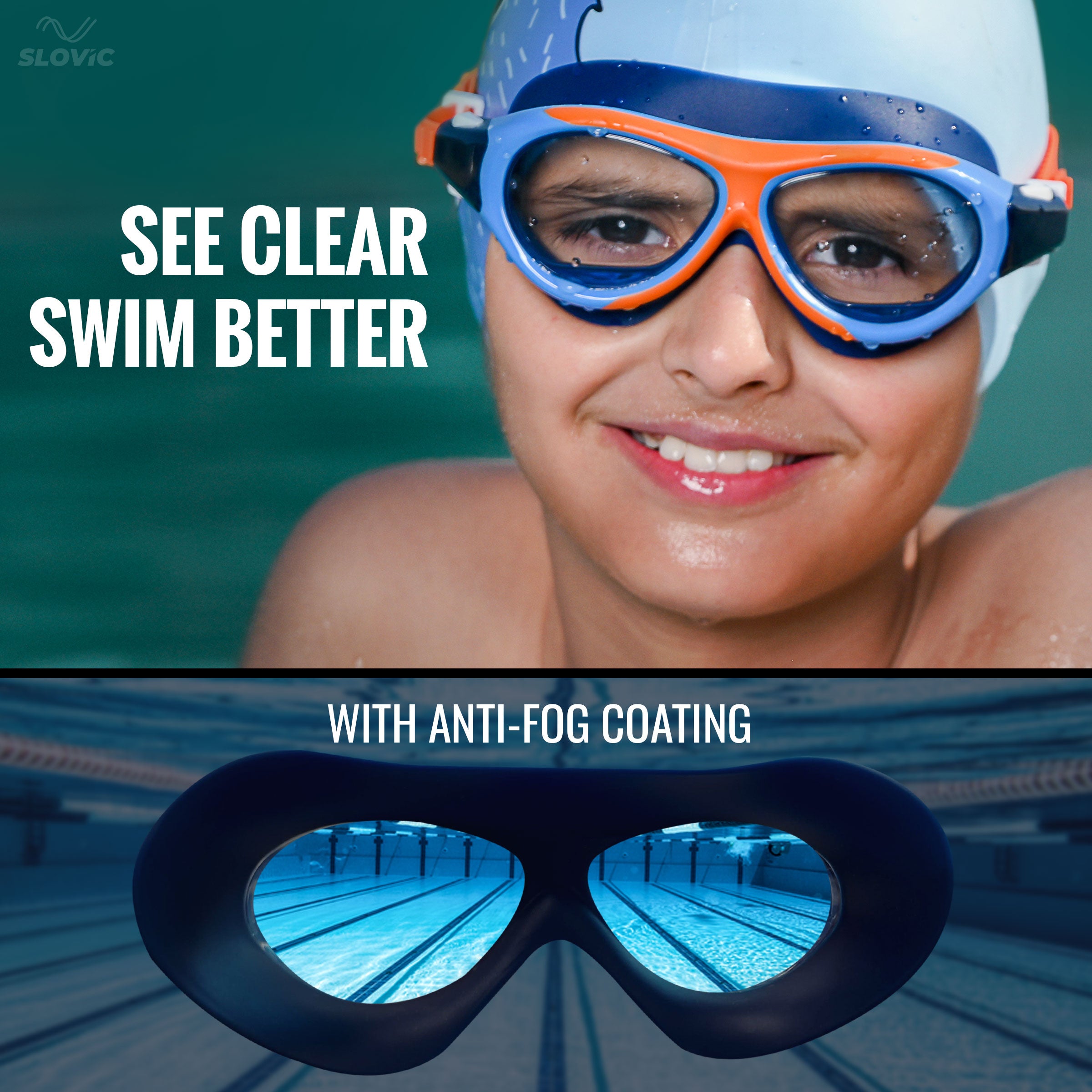 Shark Swimming Combo For Boys – Silicone Cap & Goggles | Anti-Chlorine, Tear-Resist