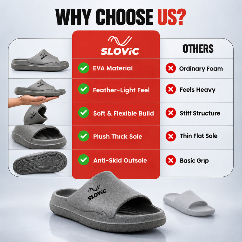 Men's EVA Sliders Slippers - Olive Green - Lightweight & Comfortable