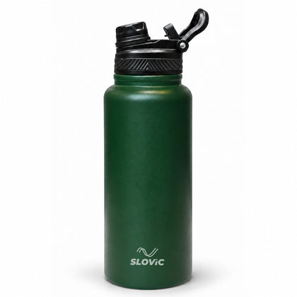 Insulated FreezeX Bottle 1L - Stainless Steel Water Bottle - Green - Gym, Sports & Travel