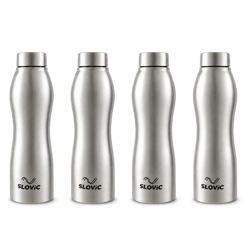 Essence Steel Water Bottle 1L - Pack of 4 - Stainless Steel Bottles for Home, Gym & Travel