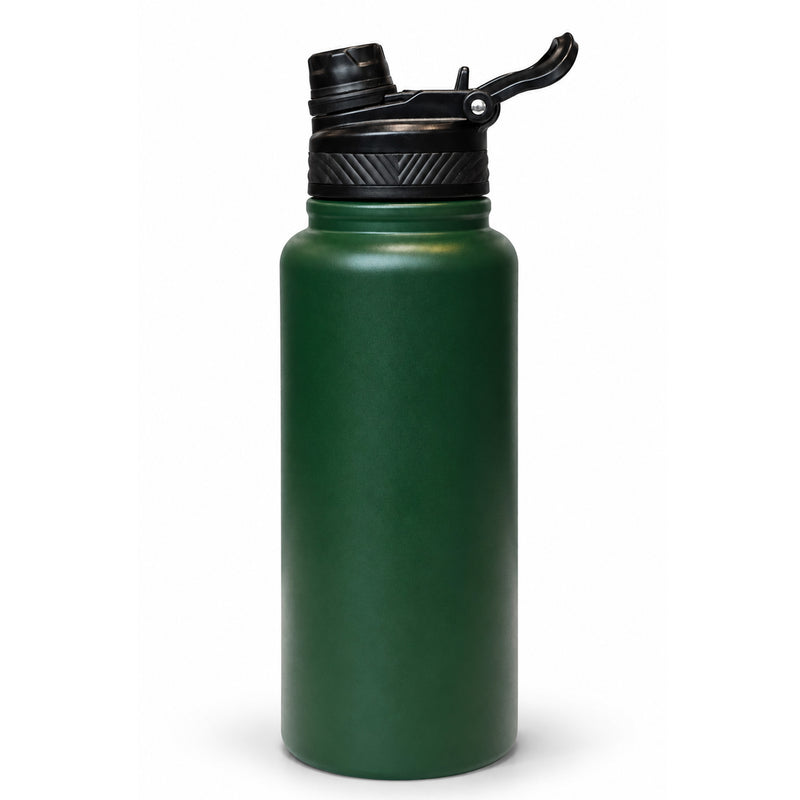 Insulated FreezeX Bottle 1L - Stainless Steel Water Bottle - Green - Gym, Sports & Travel