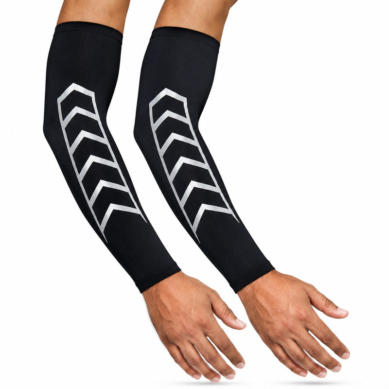 Arm Sleeves - Stretchable & Lightweight Sports Sleeves with Radium Design - Gym, Running & Cycling