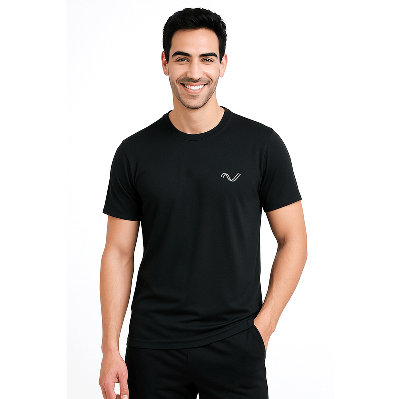 Dry Fit Gym-Sports T-Shirt for Men & Women - Black - Size -M