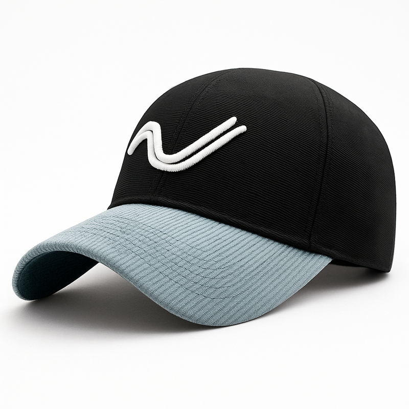 Men Cotton Codroy Cap- Black & Grey