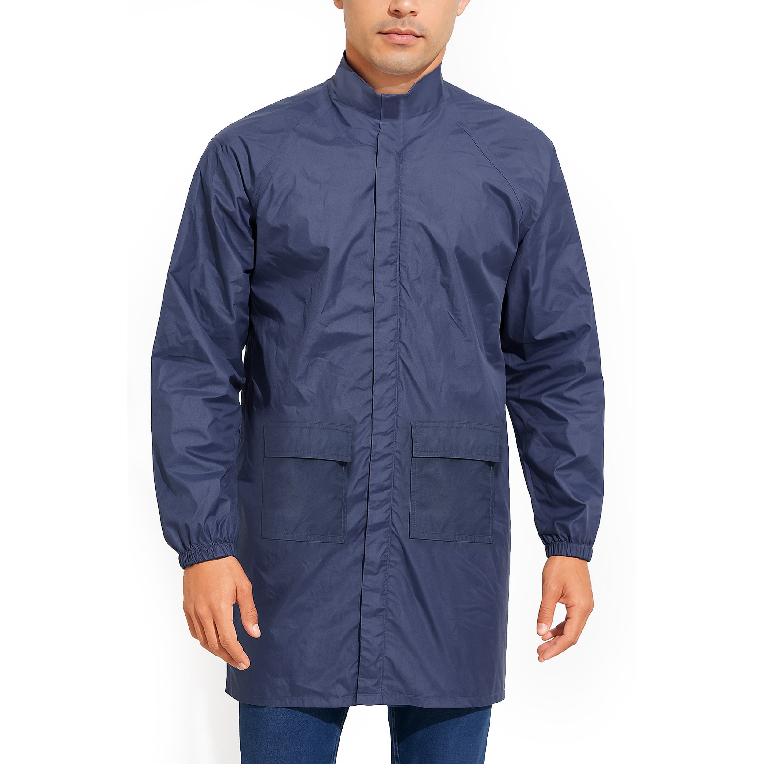 Slovic Waterproof Poncho Rain Coat for Men & Women – Lightweight, Durable, Navy Blue