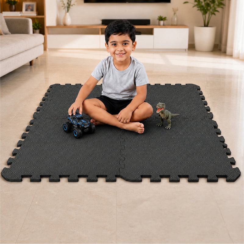 EVA Puzzle Mat 10mm - Black - 24" X 24"
