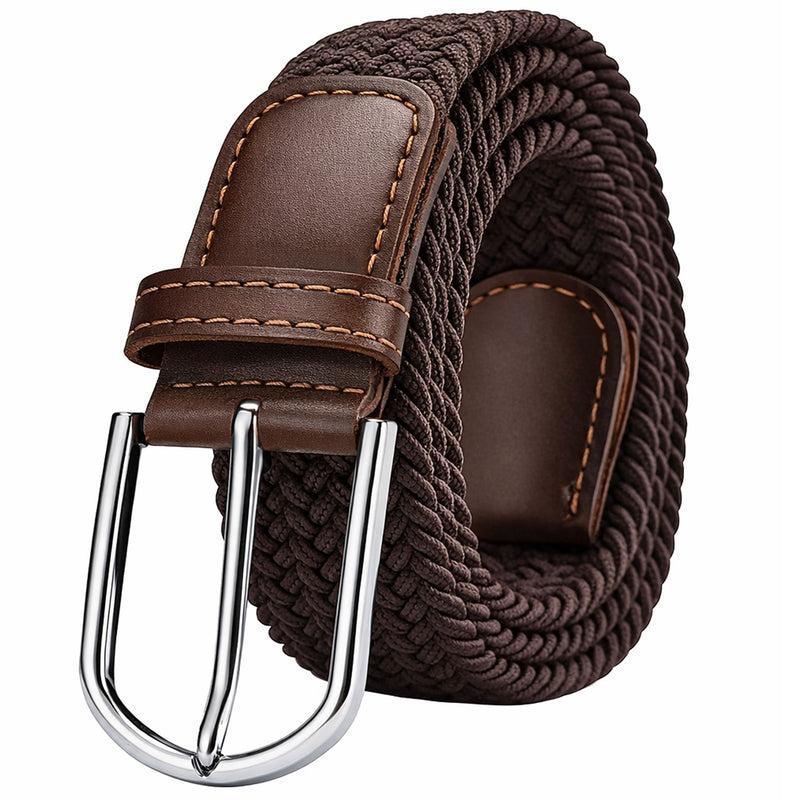 Braided Nylon Woven Belt- Brown