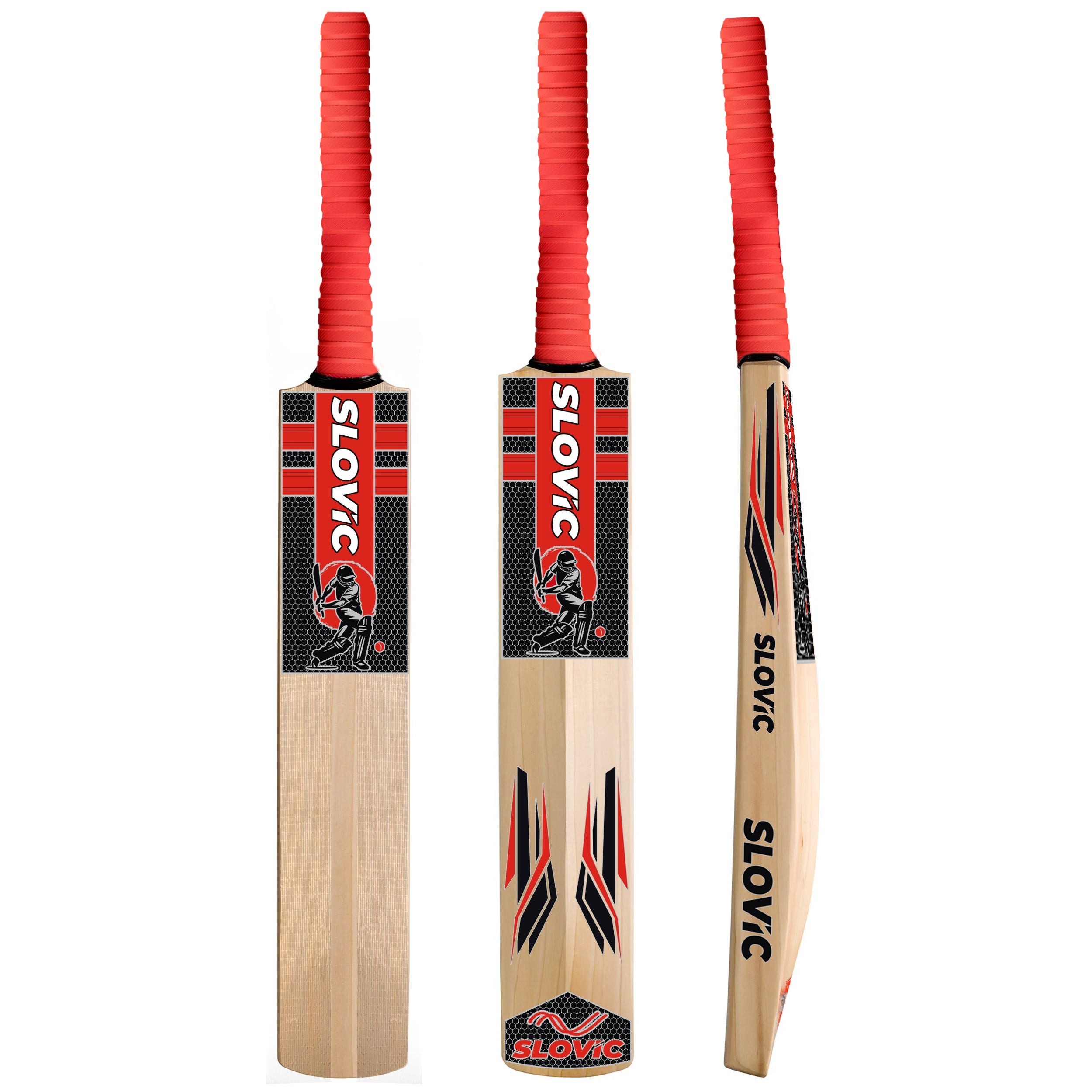 Slovic Size 8 Full Size Wooden Poplar Willow Tennis Cricket Bat for Indoor & Outdoor Games | Lightweight & Full Size Bat