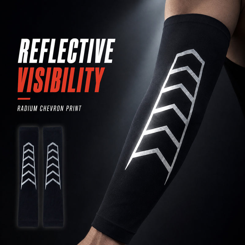 Arm Sleeves - Stretchable & Lightweight Sports Sleeves with Radium Design - Gym, Running & Cycling