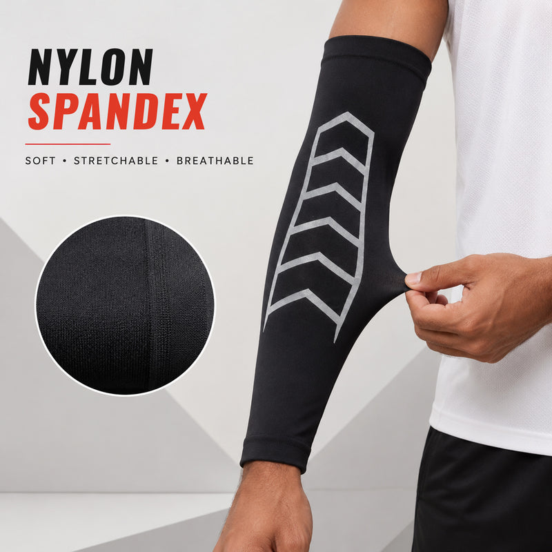 Arm Sleeves - Stretchable & Lightweight Sports Sleeves with Radium Design - Gym, Running & Cycling