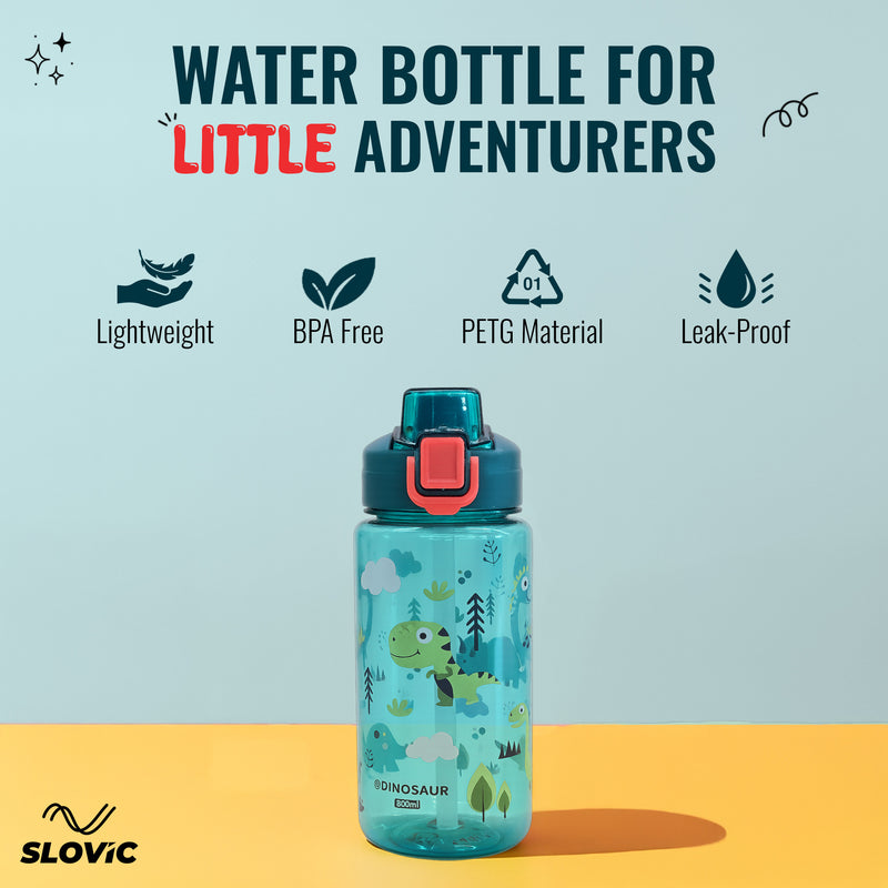 School Kids 600ml Water Bottle - No-Spill Lock - Carry Handle