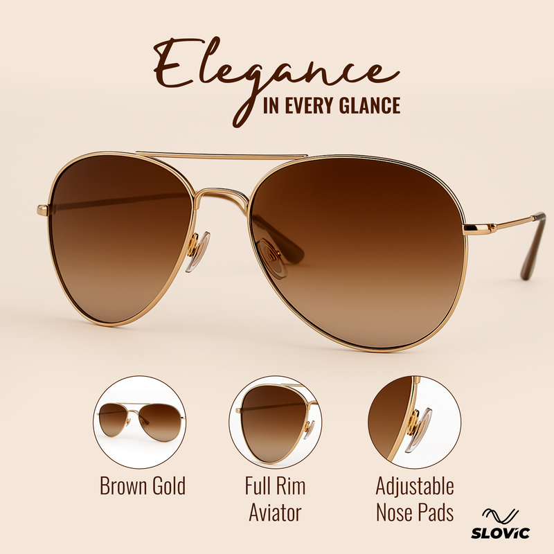 Aviator Sunglasses for Men- Gold