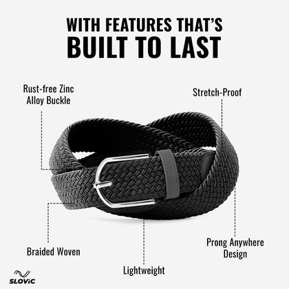 Braided Nylon Woven Belt- Black