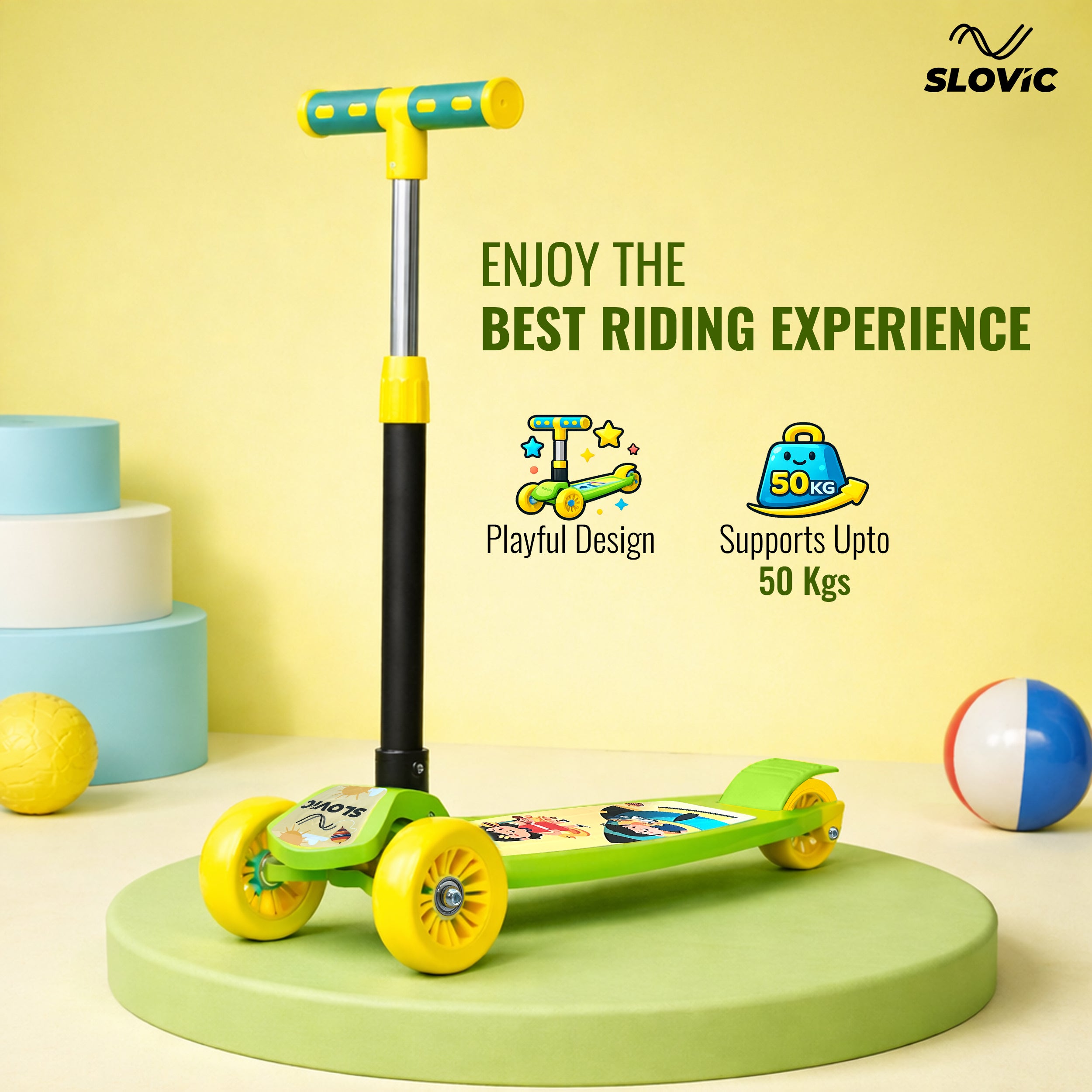 Slovic Kick Scooter For Kids - Green