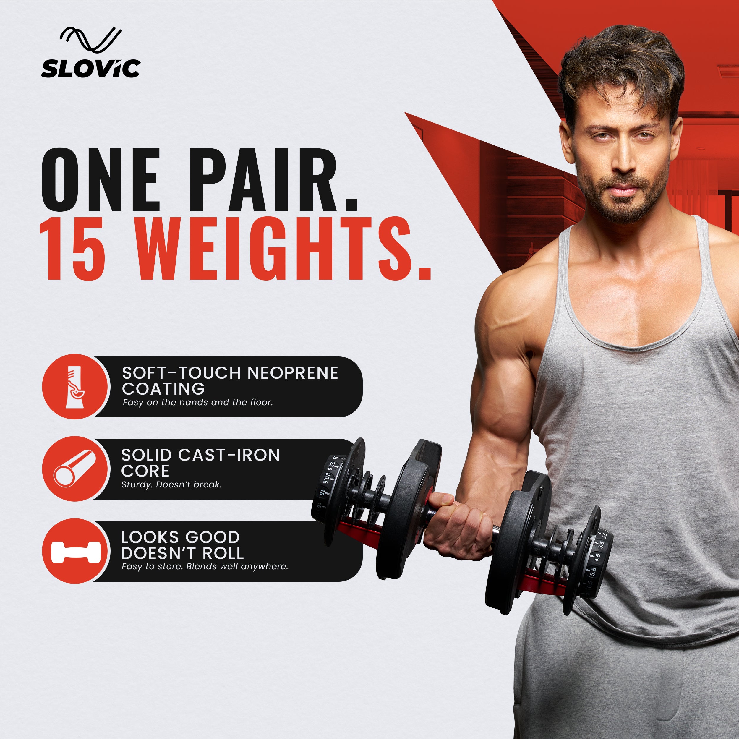 Adjustable Weight Dumbbells- 24 Kg Single