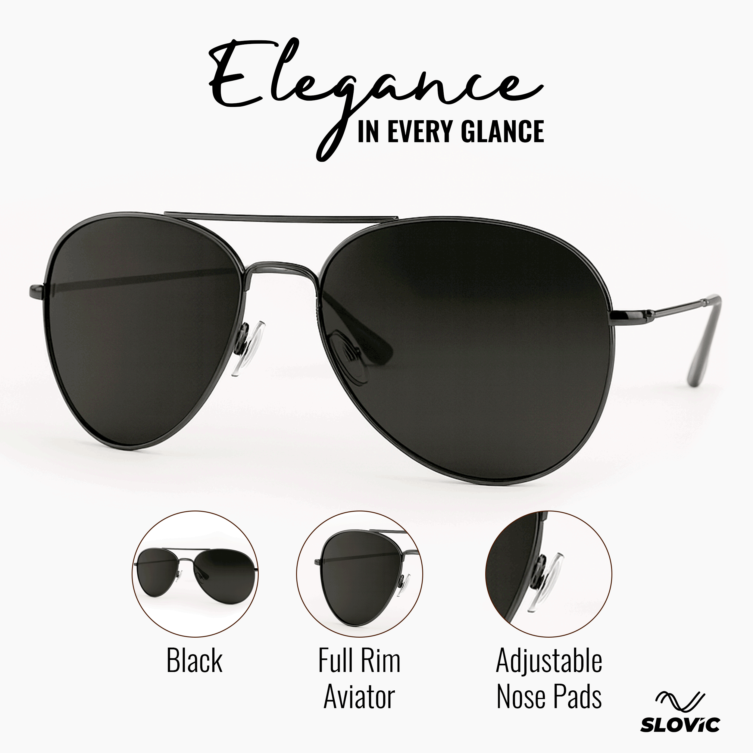 Aviator Sunglasses for Men- Black