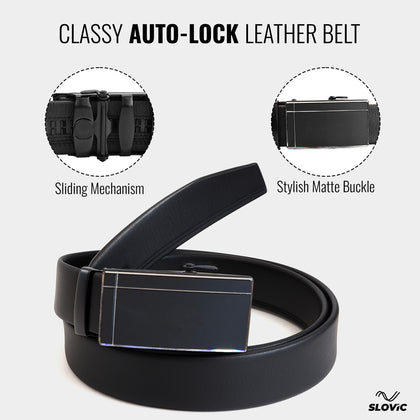 Leather Men Belts with Auto Lock