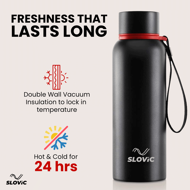 Insulated Water Bottle | 750ml, 24-Hour Temp | Black
