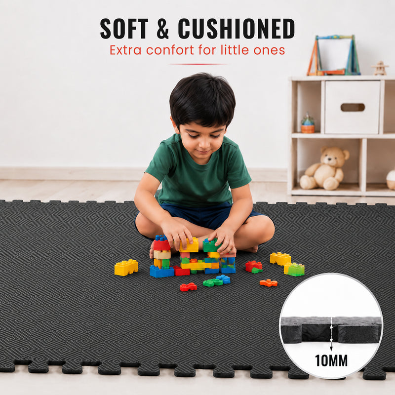 EVA Puzzle Mat 10mm - Black - 24" X 24"