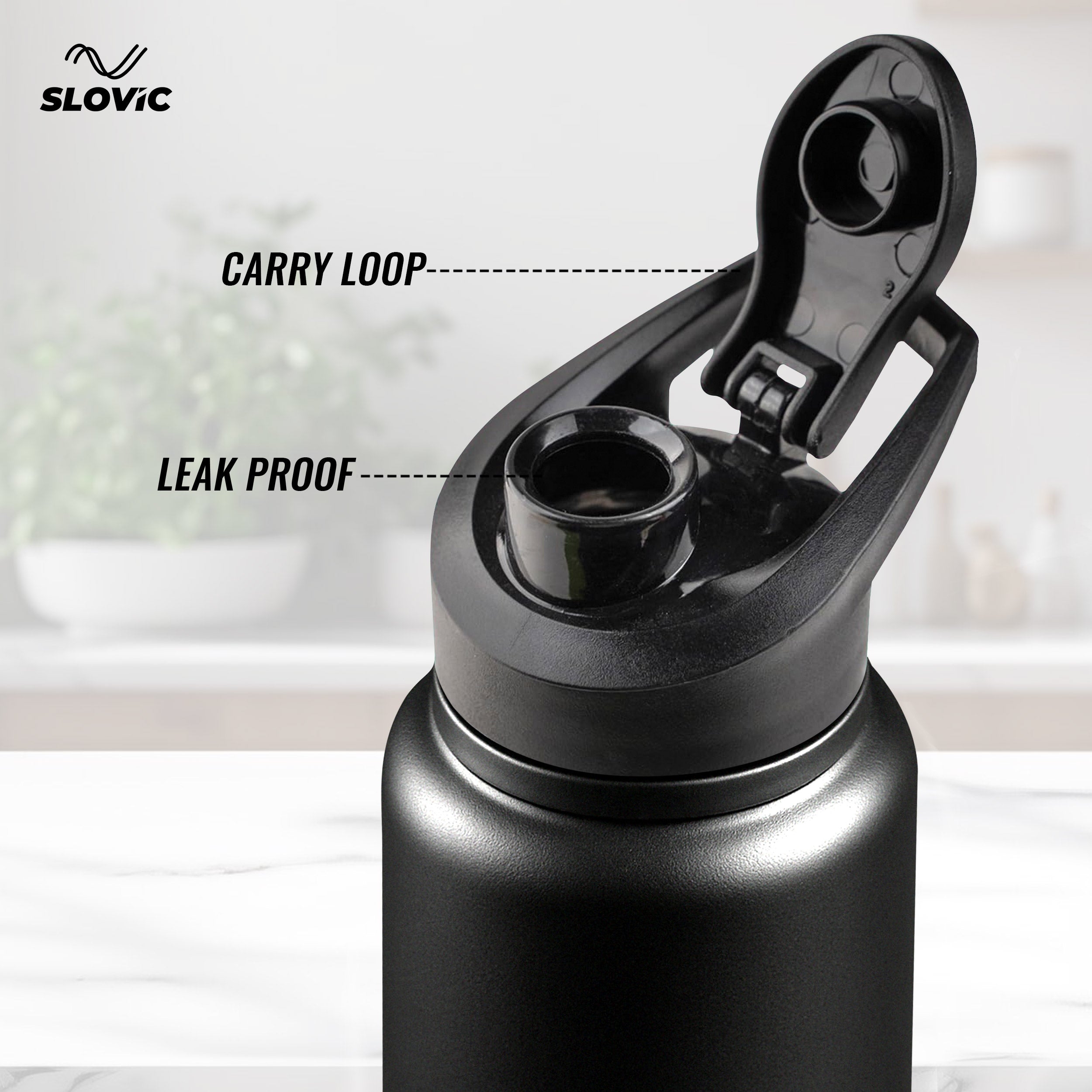 Steel Bottle 1L | Mat Black, Fridge | Sipper