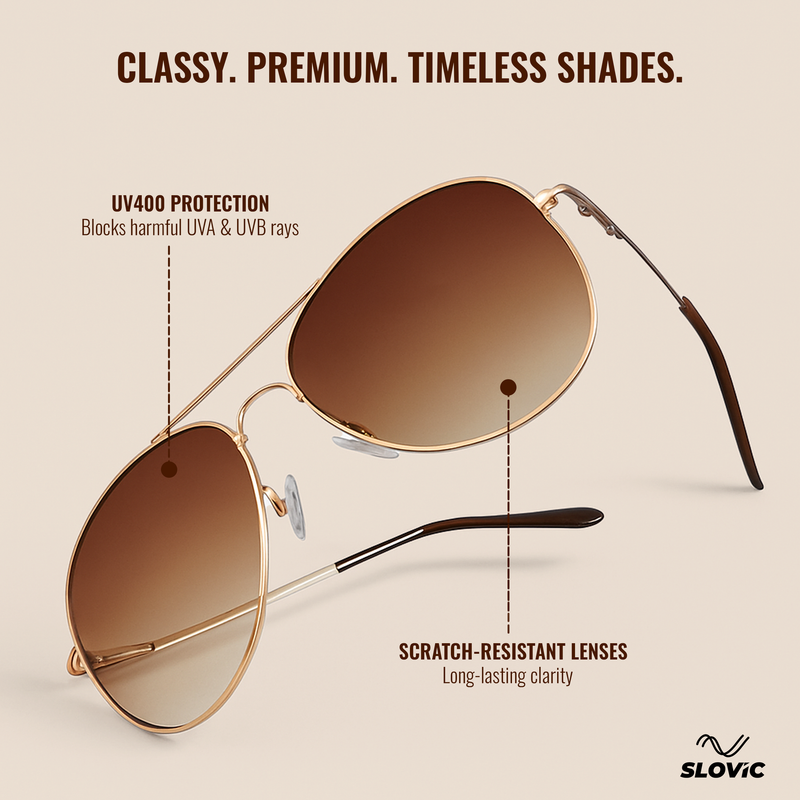 Aviator Sunglasses for Men- Gold