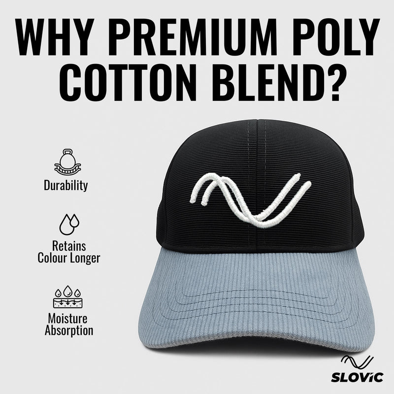 Men Cotton Codroy Cap- Black & Grey