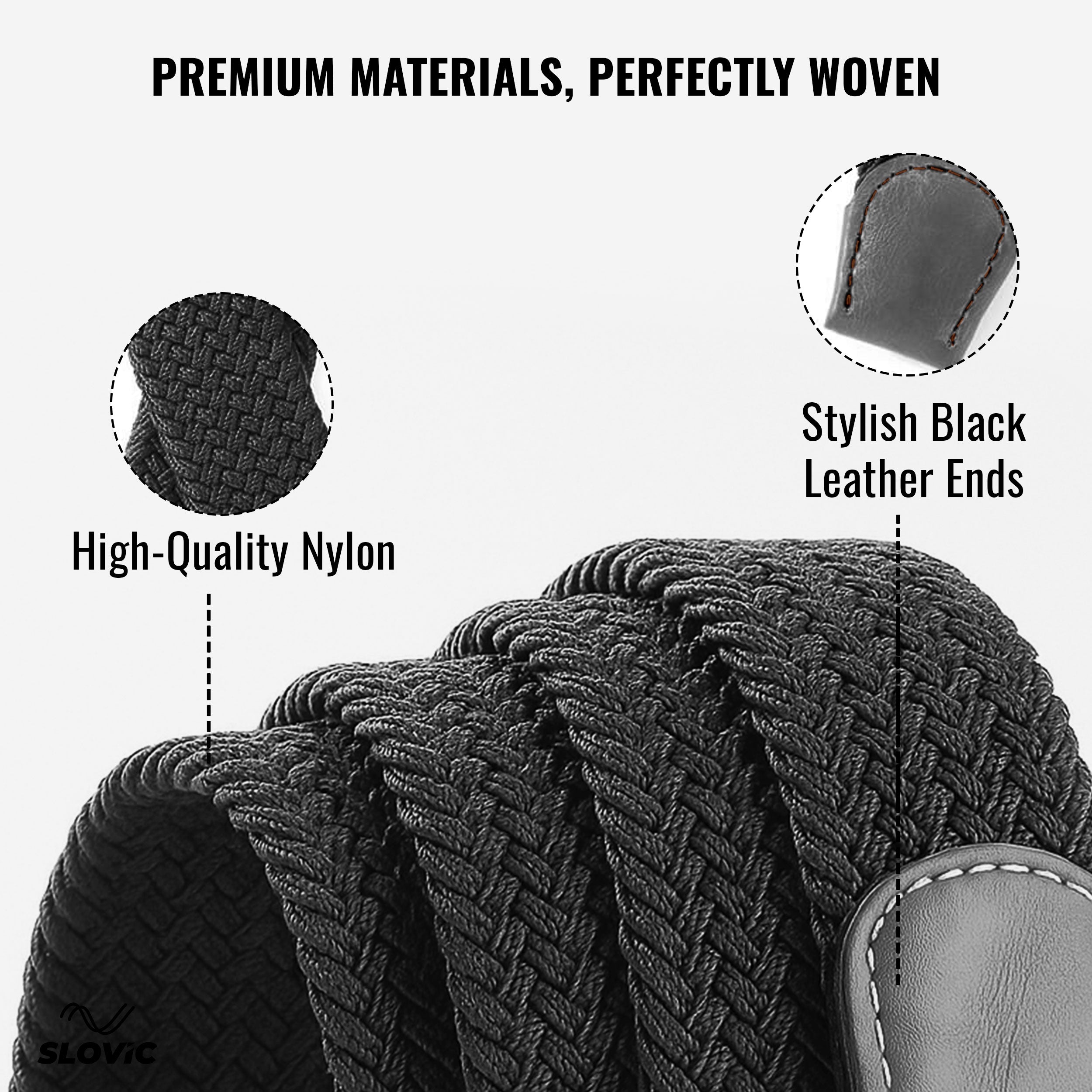 Braided Nylon Woven Belt- Black