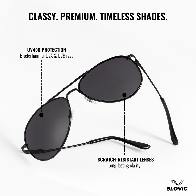 Aviator Sunglasses for Men- Black