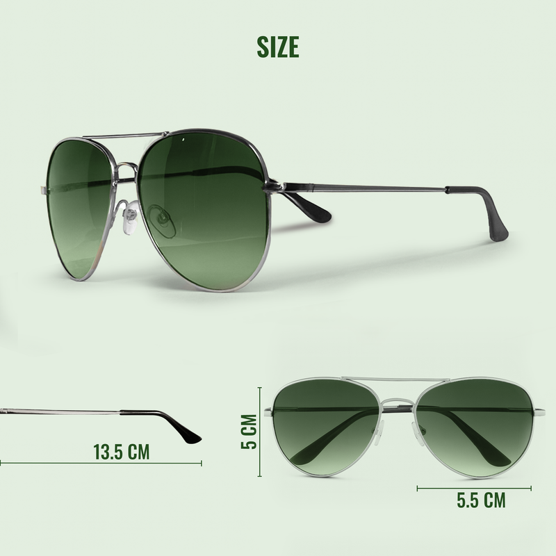 UV Protected Aviator Sunglasses- Green