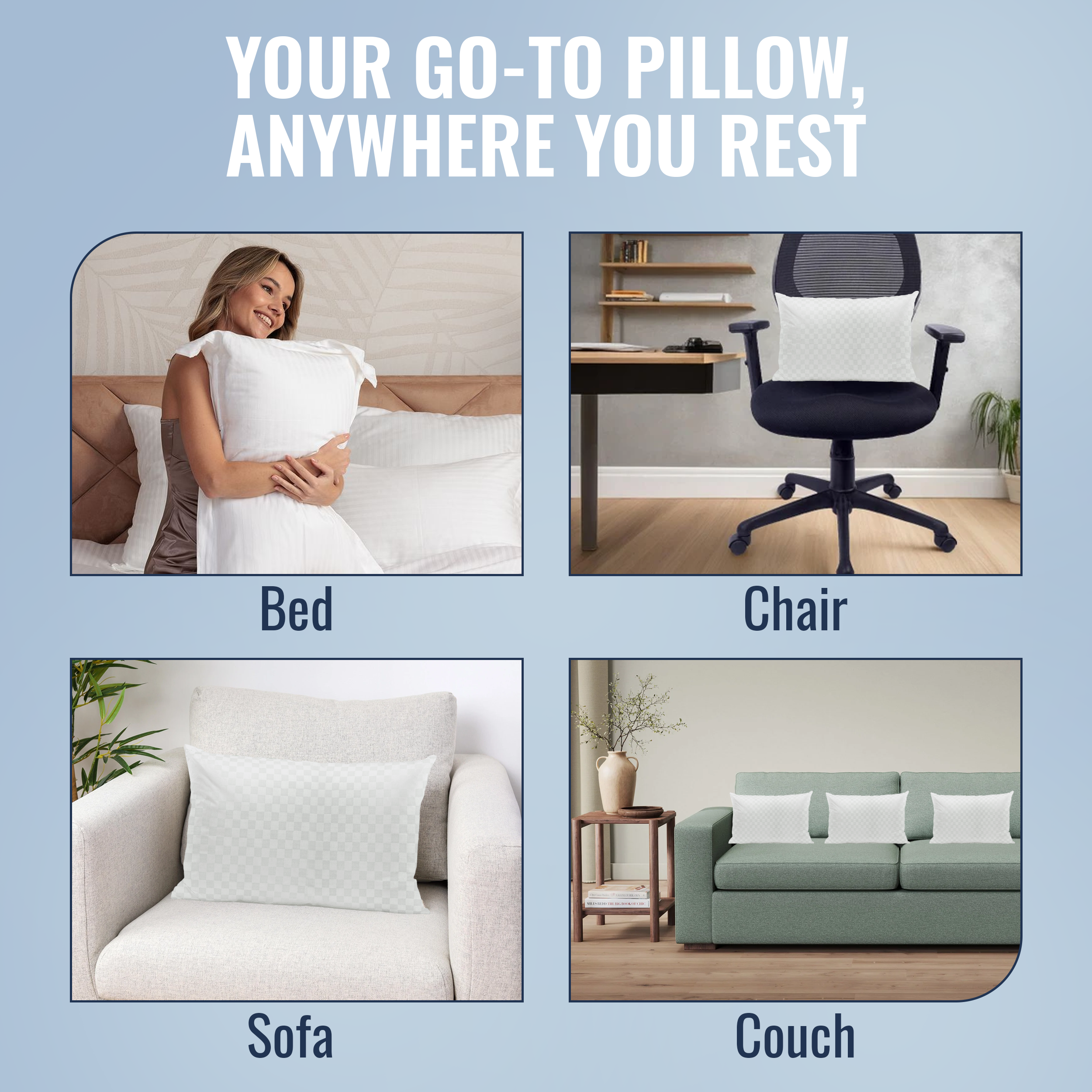 (Pack of 2) Hollow Fiber Sleeping Pillow – White | Soft & Supportive, Comfortable