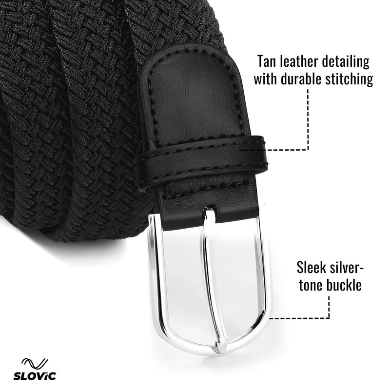 Braided Nylon Woven Belt- Black