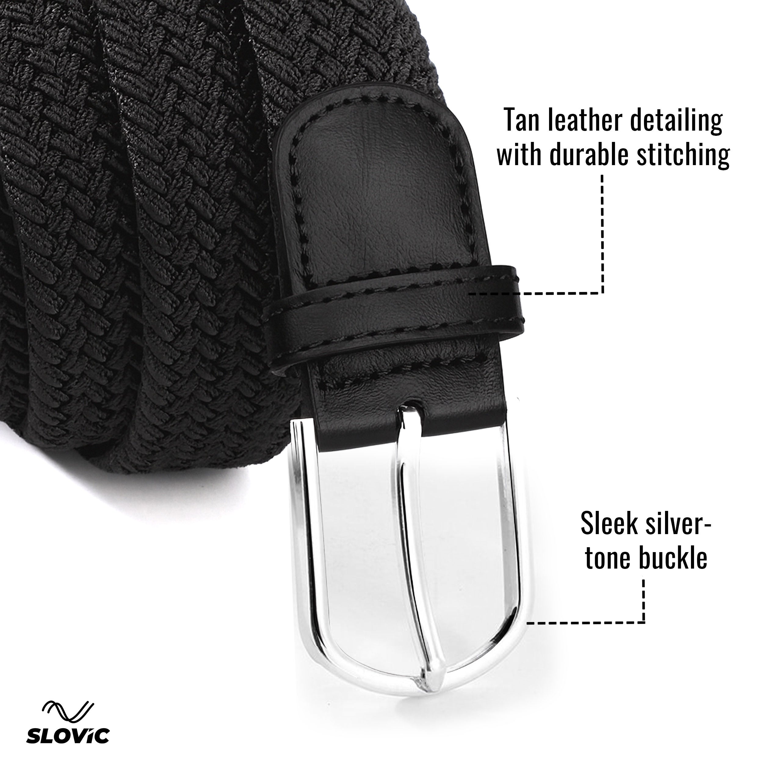 Braided Nylon Woven Belt- Black