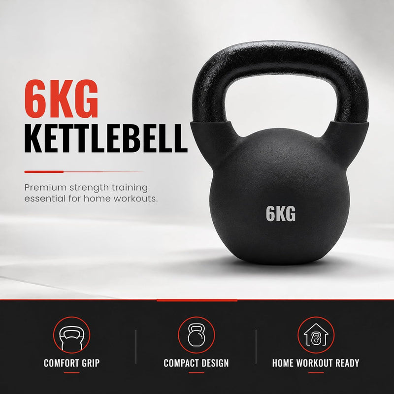 Kettlebell 6 KG - Neoprene Kettle Bell for Home Gym & Workout - Soft Anti-Slip Handle