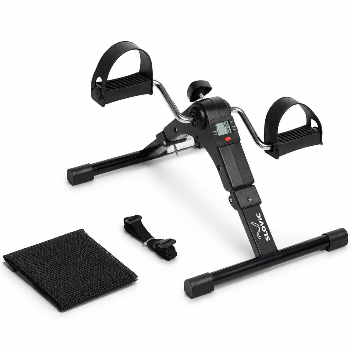 Mini Cycle Pedal Exerciser with Fixing Strap - Compact Leg & Arm Exercise Machine for Home - Black