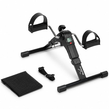 Mini Cycle Pedal Exerciser with Fixing Strap - Compact Leg & Arm Exercise Machine for Home - Black