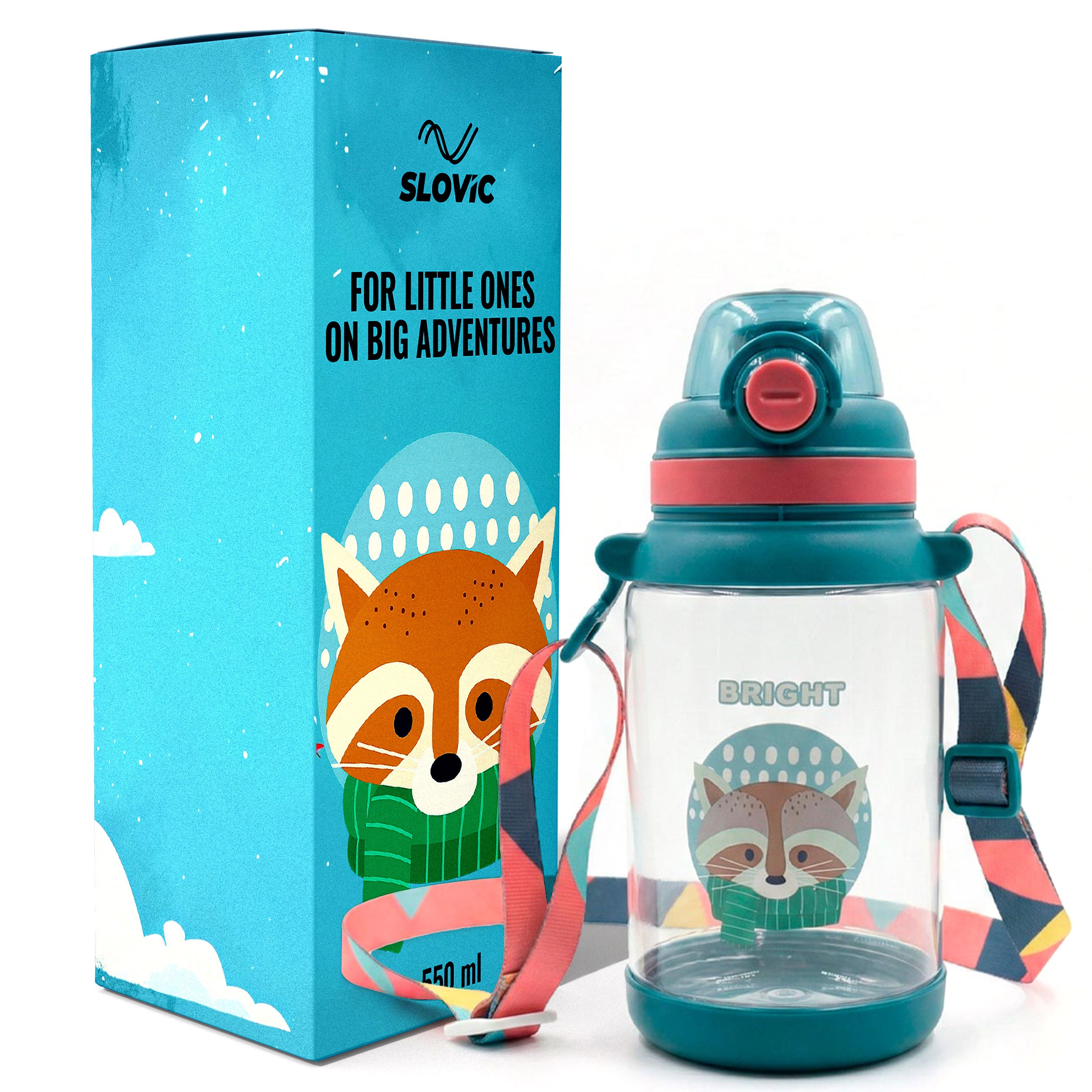 School Kids Water Bottle 550ml | Leakproof with Strap