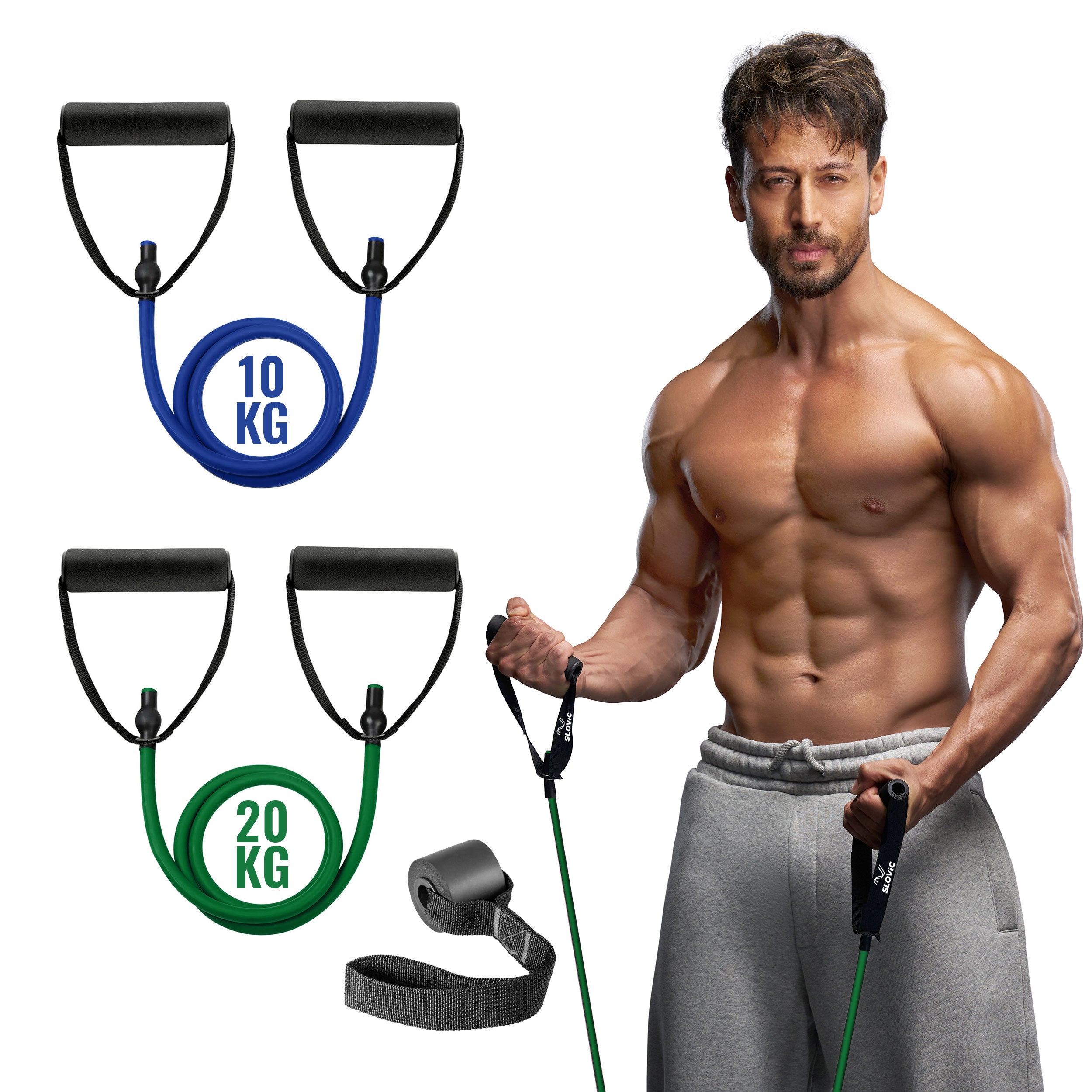 SLOVIC Resistance Tubes | Heavy-Duty Natural Latex | Green+Blue