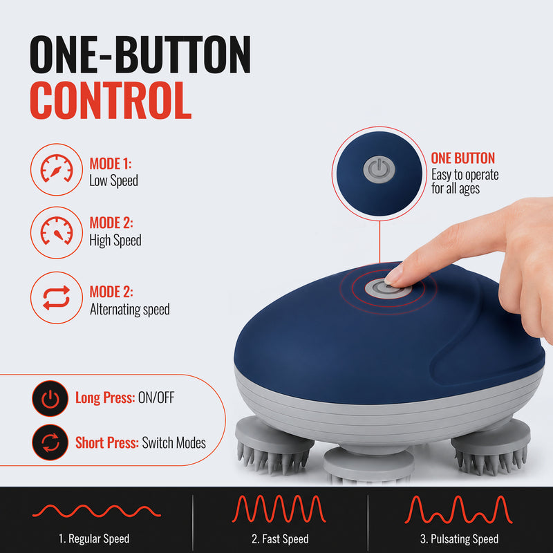 Premium Scalp Massage Machine for Hair Growth, Stress Relief & Relaxation | Portable & Rechargeable