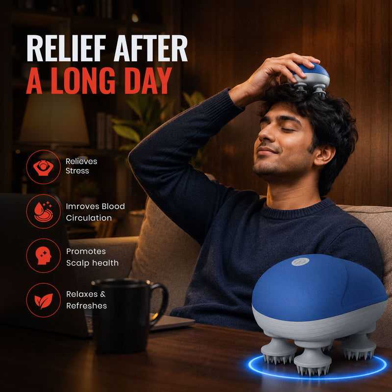 Premium Scalp Massage Machine for Hair Growth, Stress Relief & Relaxation | Portable & Rechargeable