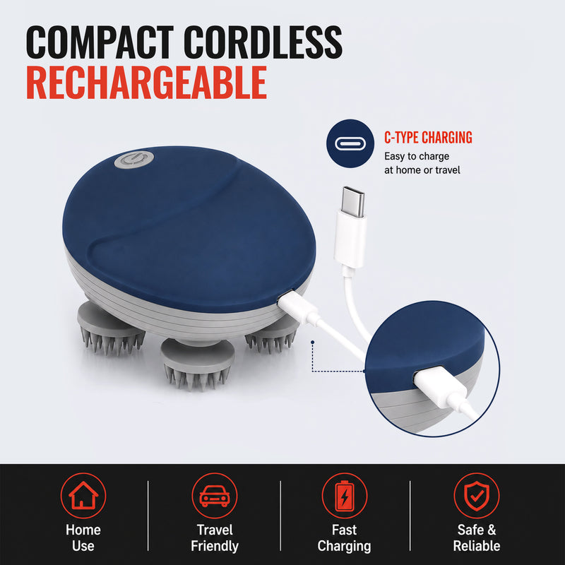 Premium Scalp Massage Machine for Hair Growth, Stress Relief & Relaxation | Portable & Rechargeable