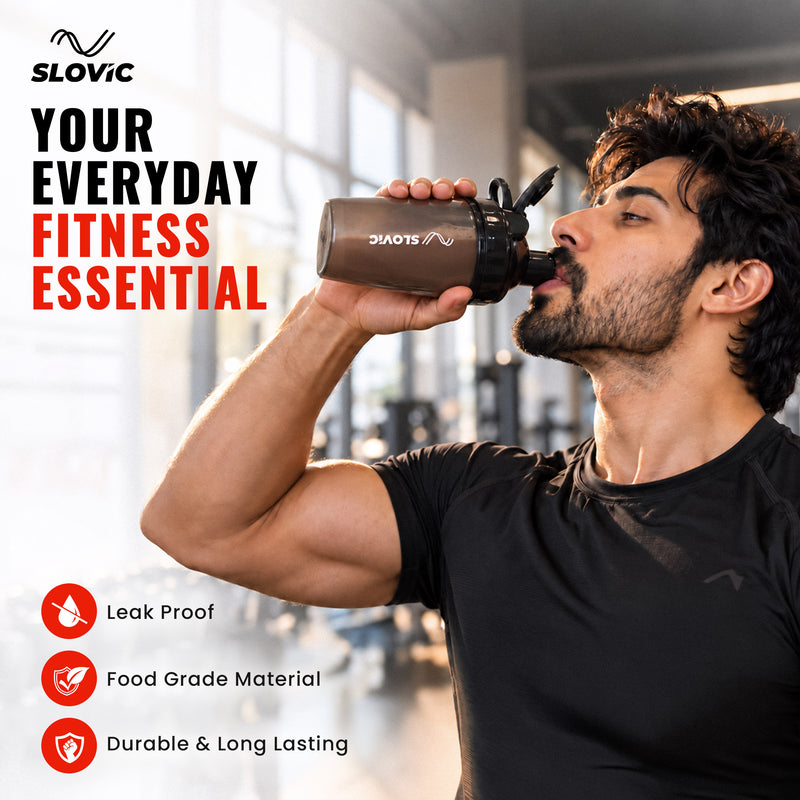 Pocket Shaker Bottle 500ml - Compact & Lightweight - Black - Gym & Travel