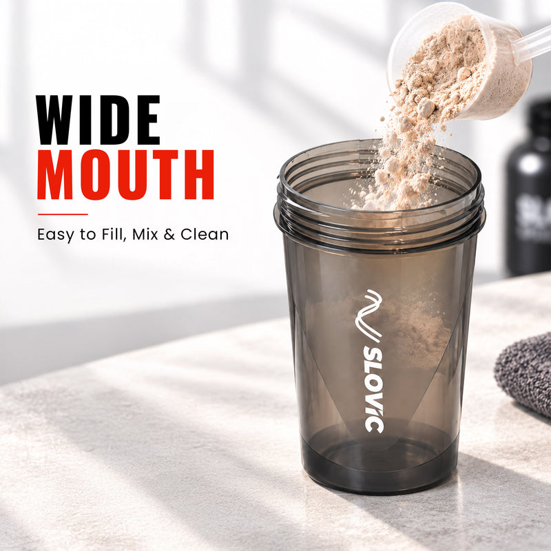 Pocket Shaker Bottle 500ml - Compact & Lightweight - Black - Gym & Travel