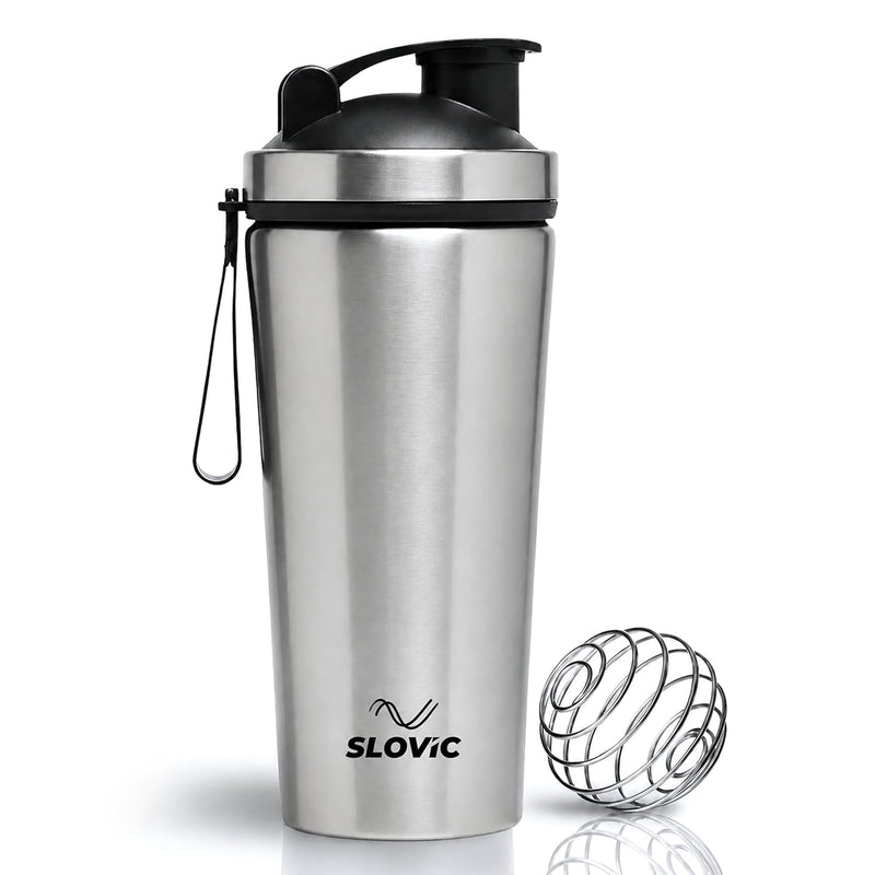 Stainless Steel Shaker Bottle - 750ml - Silver - Gym & Protein Shaker