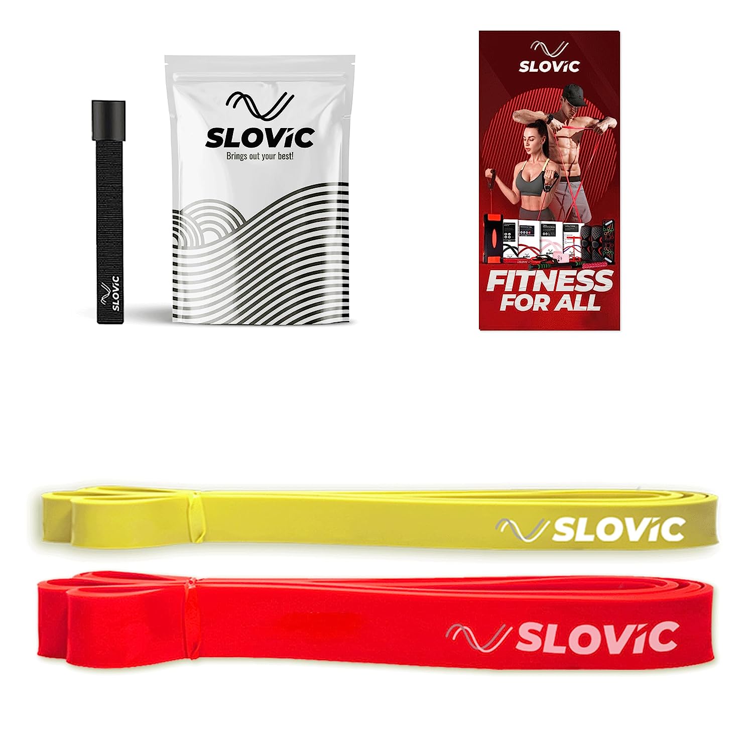 Slovic Resistance Band Pull up Training Bands for Calisthenics (Red + Yellow)