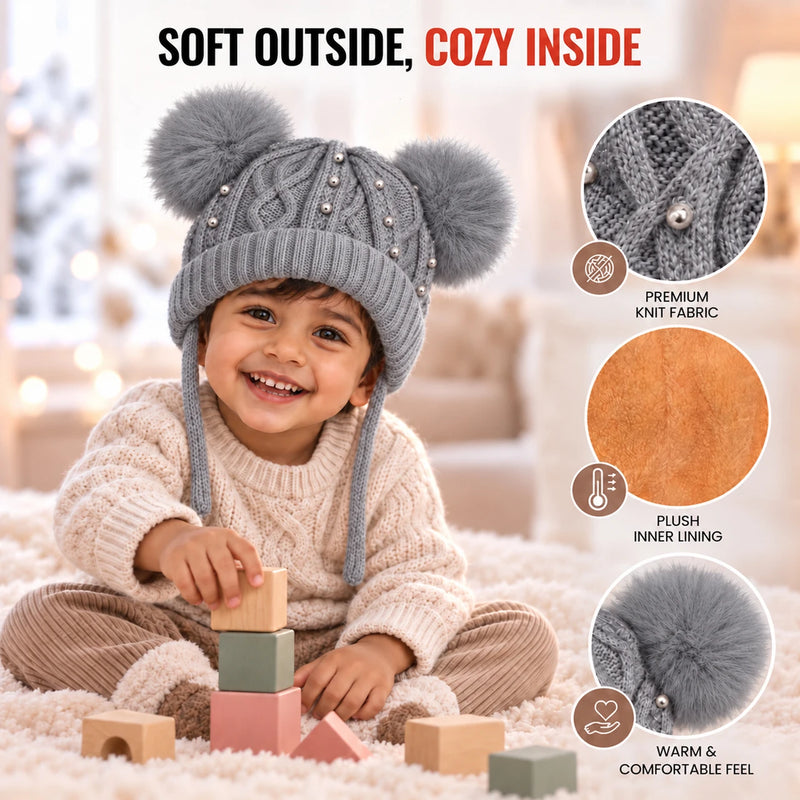 CozyPearl Kids Winter Cap – Grey