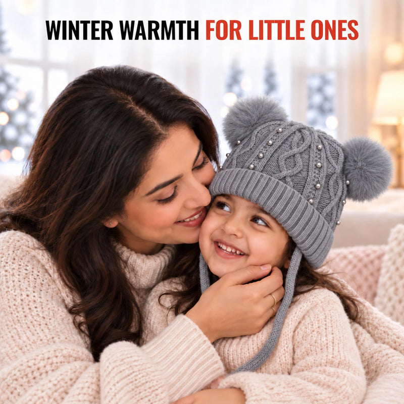 CozyPearl Kids Winter Cap – Grey