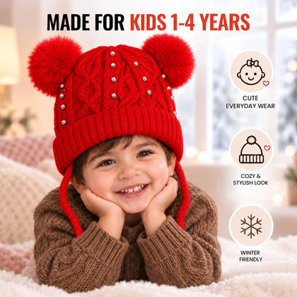 CozyPearl Kids Winter Cap - Red