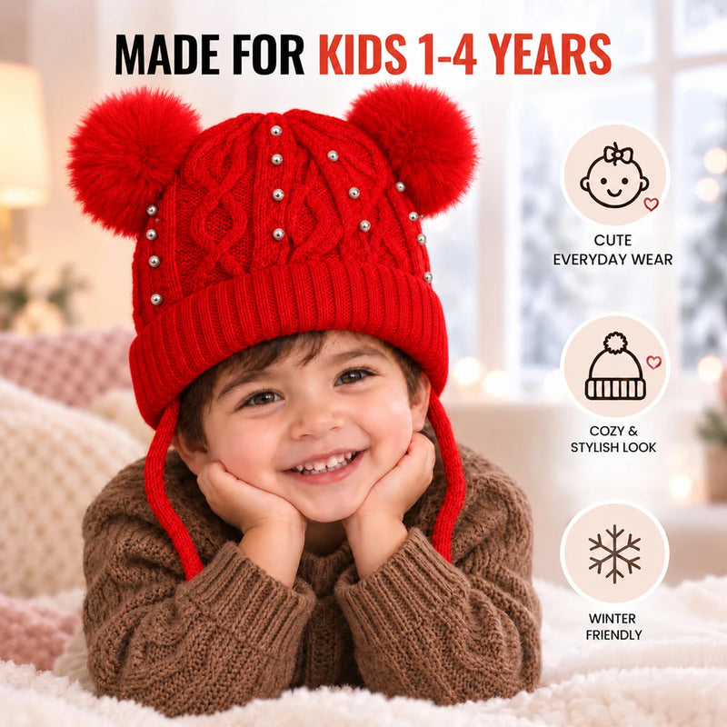 CozyPearl Kids Winter Cap - Red