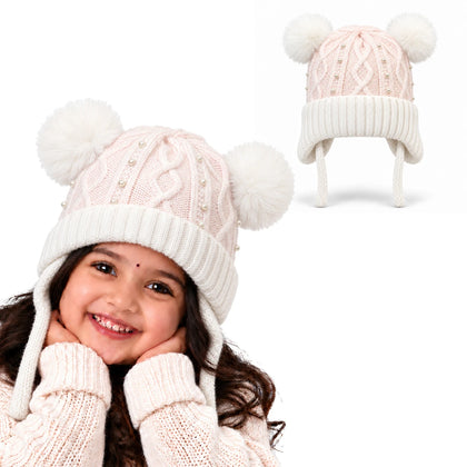 CozyPearl White Winter Cap for Kids